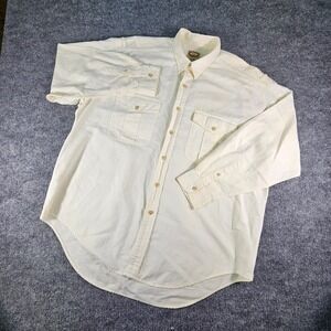 VTG Banana Republic Safari Shirt Large Linen Cotton Mill Valley 80s Ivory VGUC